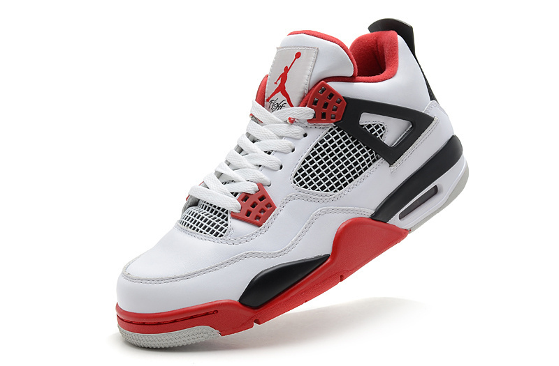 Air Jordan 4 Men Shoes White/Red/Black Online